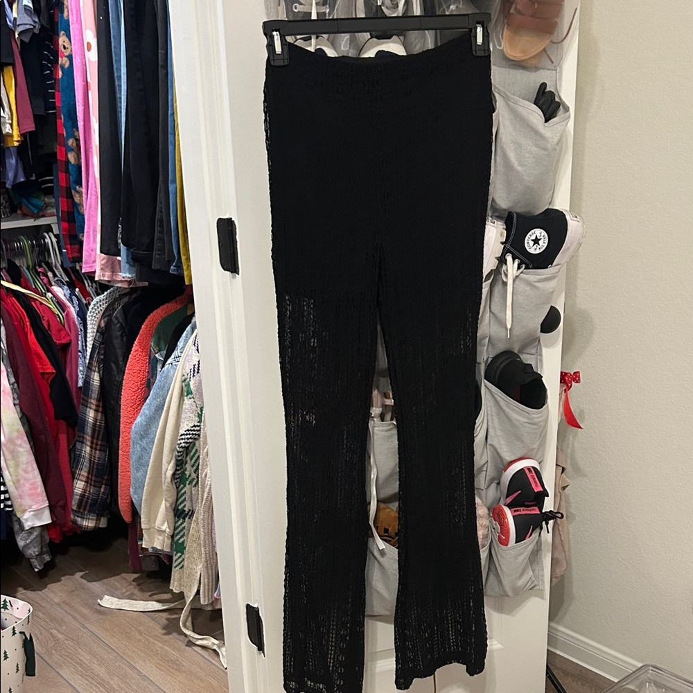Black Knit Wide-Leg Pants